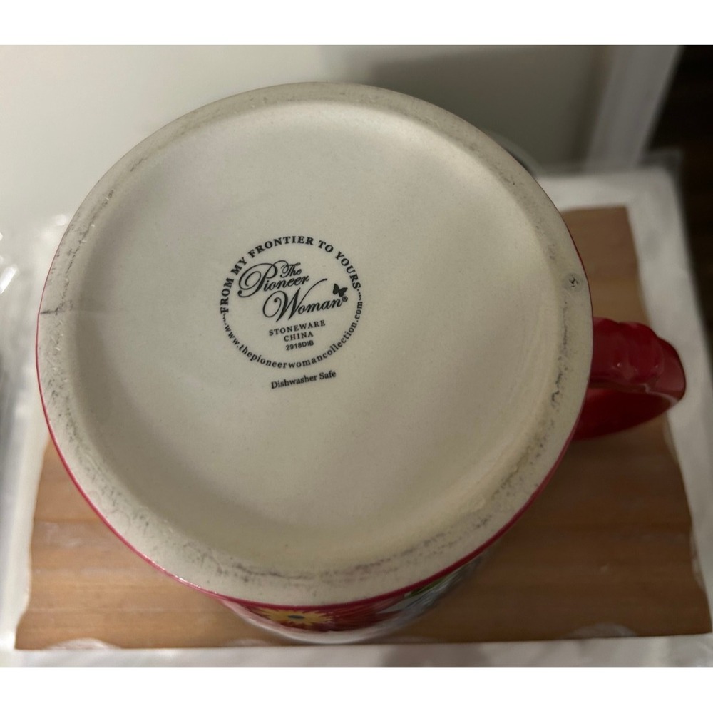 Pioneer Woman Dazzling Dahlias Stoneware 4 Cup Floral Pitcher Red Decor - Picture 5 of 5
